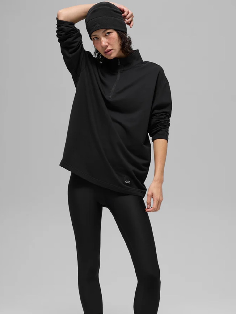 ALO Yoga Double Take Long Sleeve 1/4 Zip -Black - L - NWOT